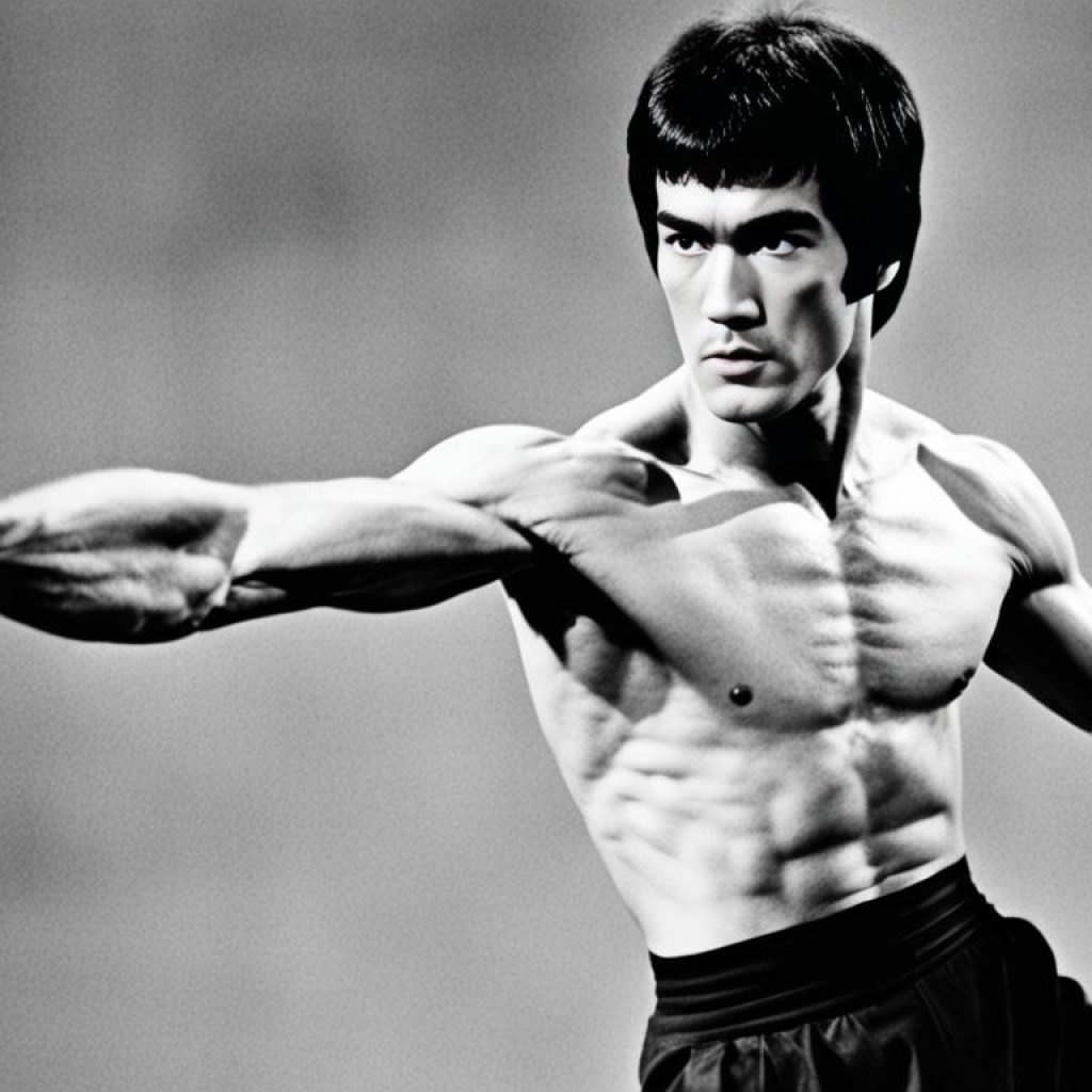 Bruce Lee practicing martial arts